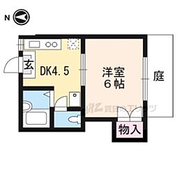 叡山電鉄叡山本線 茶山・京都芸術大学駅 徒歩15分の賃貸アパート 1階1Kの間取り