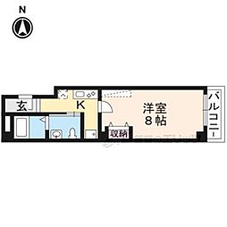 フラッティＫ＆Ｓ千本寺之内 4階1Kの間取り