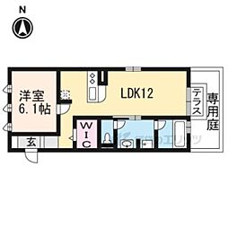 エスポワール・ヴィラA棟 1階1LDKの間取り