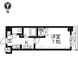 ベラジオ御所東 4階1Kの間取り