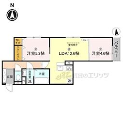 叡山電鉄叡山本線 一乗寺駅 徒歩10分の賃貸アパート 2階2LDKの間取り