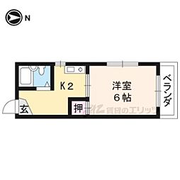叡山電鉄叡山本線 茶山・京都芸術大学駅 徒歩1分の賃貸マンション 3階1Kの間取り