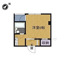 岩下ビルド北白川 3階1Kの間取り