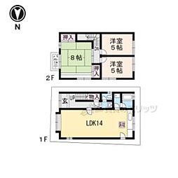 叡山電鉄叡山本線 茶山・京都芸術大学駅 徒歩9分の賃貸一戸建て 1階3LDKの間取り