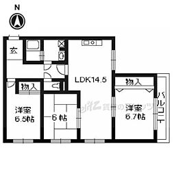 エレガンスコート下鴨 3階3LDKの間取り