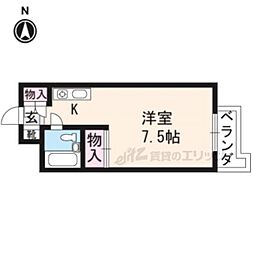 洛北館 1Kの間取図画像