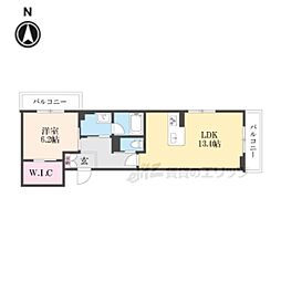シャーメゾンなごみ 202 2階1LDKの間取り