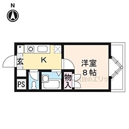 叡山電鉄叡山本線 元田中駅 徒歩9分の賃貸マンション 4階1Kの間取り