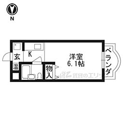 鞍馬口アイビーハウス 1階1Kの間取り