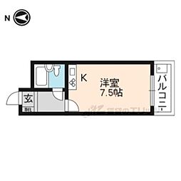 シングルクォーターズ西賀茂 ワンルームの間取図画像