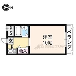 叡山電鉄叡山本線 茶山・京都芸術大学駅 徒歩2分の賃貸マンション 4階1Kの間取り