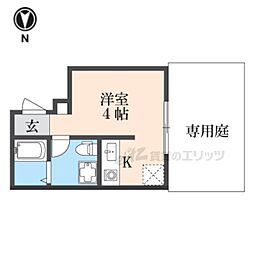 ビオス京都西陣アヤナス 1階1Kの間取り