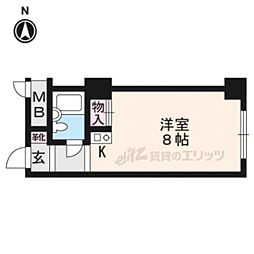 松屋レジデンス修学院 3階1Kの間取り