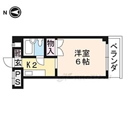 叡山電鉄叡山本線 一乗寺駅 徒歩8分の賃貸マンション 5階1Kの間取り