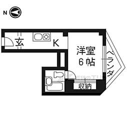 叡山電鉄叡山本線 元田中駅 徒歩4分の賃貸マンション 3階1Kの間取り