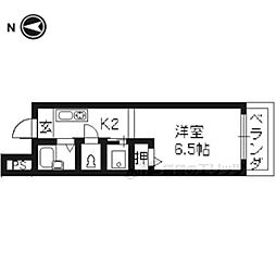 ヴィラ北大路 2階1Kの間取り