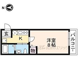 京都市営烏丸線 鞍馬口駅 徒歩12分の賃貸マンション 3階1Kの間取り
