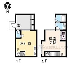 叡山電鉄叡山本線 一乗寺駅 徒歩6分の賃貸アパート 1階1DKの間取り