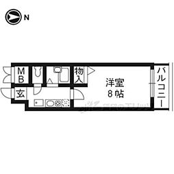 セレッソコート京都御所西 1Kの間取図画像