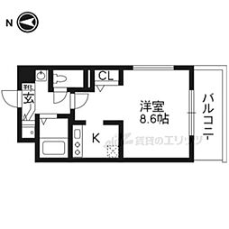 スワンズ京都二条城北 1Kの間取図画像