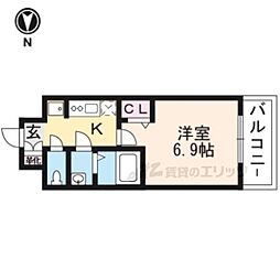 プレサンス京都二条京華 1Kの間取図画像