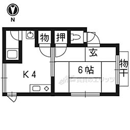 伊勢川ハイツ 1Kの間取図画像