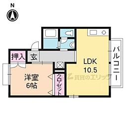 セジュール北山 2Kの間取図画像