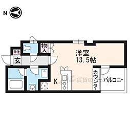 アーバネックス北大路 ワンルームの間取図画像