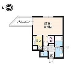ブランネージュ銀閣寺道 1Kの間取図画像