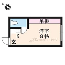 粟津ハイツ ワンルームの間取図画像