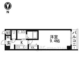 エスカーサ京都西陣 1Kの間取図画像