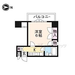 ルピエ四条 ワンルームの間取図画像