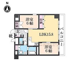 グラン・ドムール五条烏丸 2LDKの間取図画像