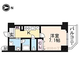 ベラジオ京都一乗寺3 1Kの間取図画像