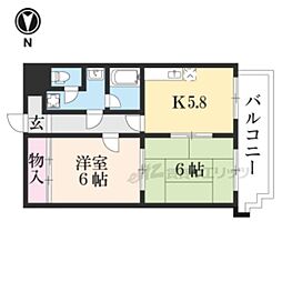 上阿達谷口マンション 2DKの間取図画像
