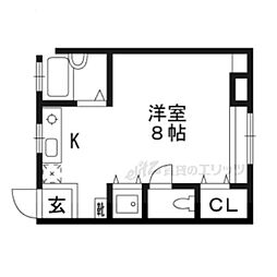 東山ハイツ ワンルームの間取図画像