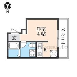 ビオス京都西陣アヤナス ワンルームの間取図画像