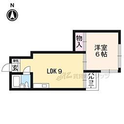 サテンドール千本 1Kの間取図画像