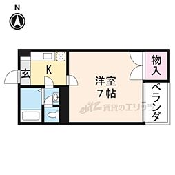 ヴァン四条大宮 1Kの間取図画像