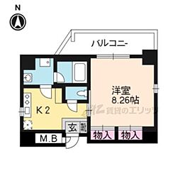 シェリオン 1Kの間取図画像