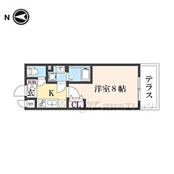 仮)京大北VIII 1Kの間取図画像