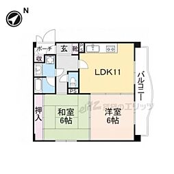 プレジオ山科御陵 2LDKの間取図画像