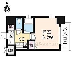 ベラジオ二条城前 1Kの間取図画像