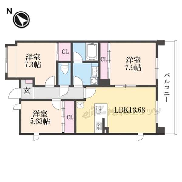 滋賀県草津市野村5丁目(賃貸マンション3LDK・8階・80.47㎡)の写真 その2