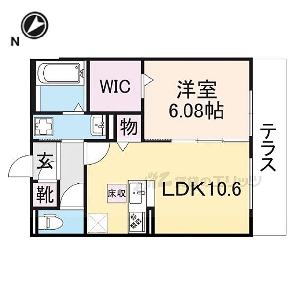 滋賀県栗東市綣5丁目(賃貸アパート1LDK・1階・43.41㎡)の写真 その2