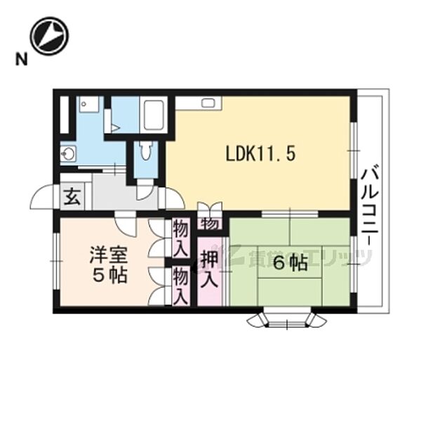 滋賀県栗東市下鈎(賃貸マンション2LDK・3階・51.60㎡)の写真 その2