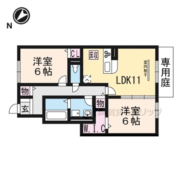 滋賀県大津市坂本7丁目(賃貸アパート2LDK・1階・59.43㎡)の写真 その2