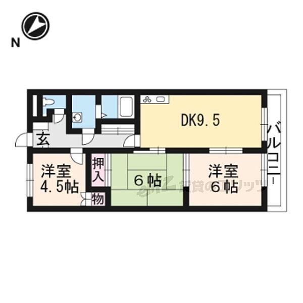 エヴァークレストール 202｜滋賀県栗東市霊仙寺1丁目(賃貸マンション3LDK・2階・58.32㎡)の写真 その2