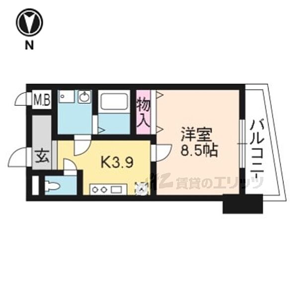 滋賀県大津市浜大津1丁目(賃貸マンション1K・9階・28.29㎡)の写真 その2