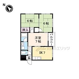 シャトウ名坂マンション 2階3DKの間取り